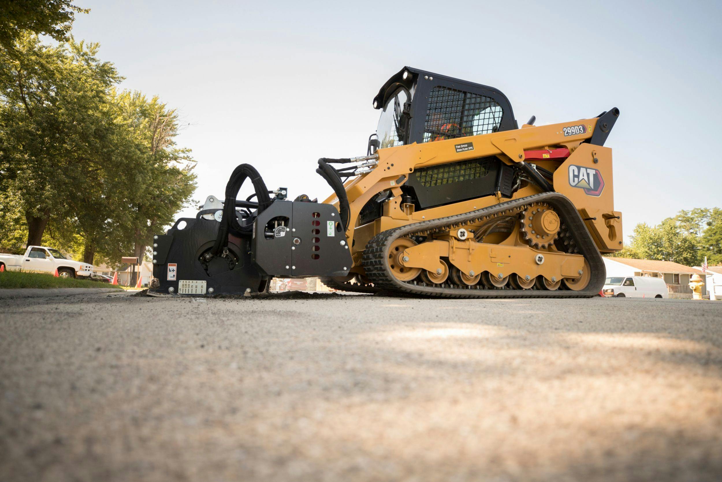 Cold Planer Attachment on a Compact Track Loader